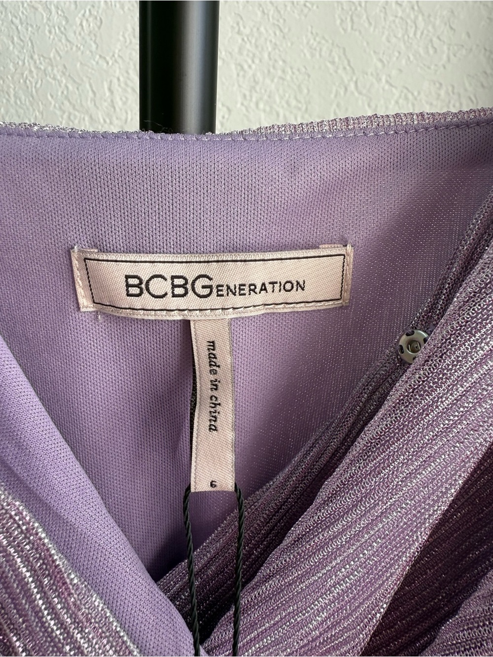 BCBG Generation Lavender Metallic Ruffled Tiered Mini Dress NWT - Picture 5 of 5